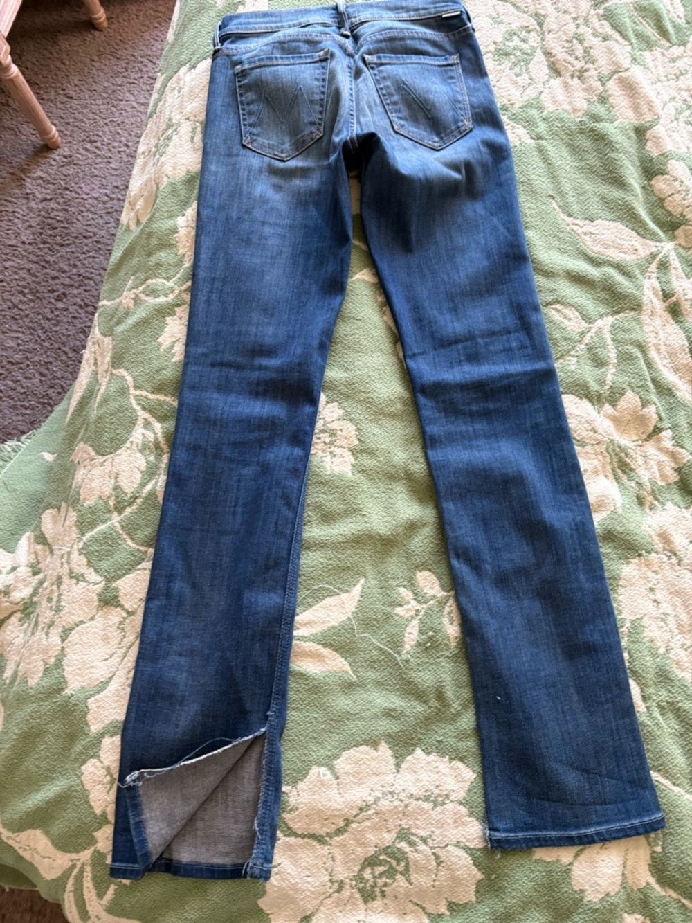 MOTHER Indigo Blue Denim Jeans with Pocket Stitching ..Slit Hem - Picture 2 of 7